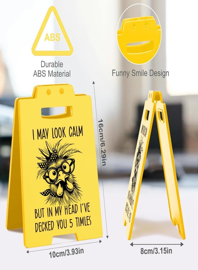 MAMAGIFTREE Funny Work Gifts I May Look Calm Desk Sign-Funny Chicken Western Humor | Small Office Gifts for Coworkers Friends, Cute Office Decor Accessories - Image 3
