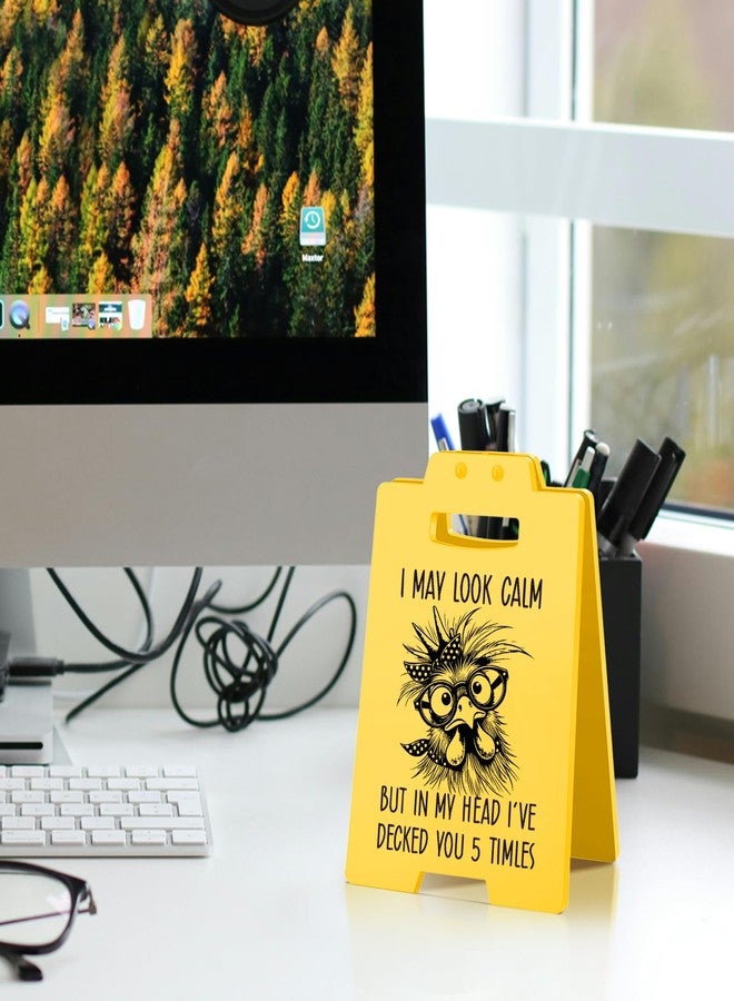 MAMAGIFTREE Funny Work Gifts I May Look Calm Desk Sign-Funny Chicken Western Humor | Small Office Gifts for Coworkers Friends, Cute Office Decor Accessories - Image 5