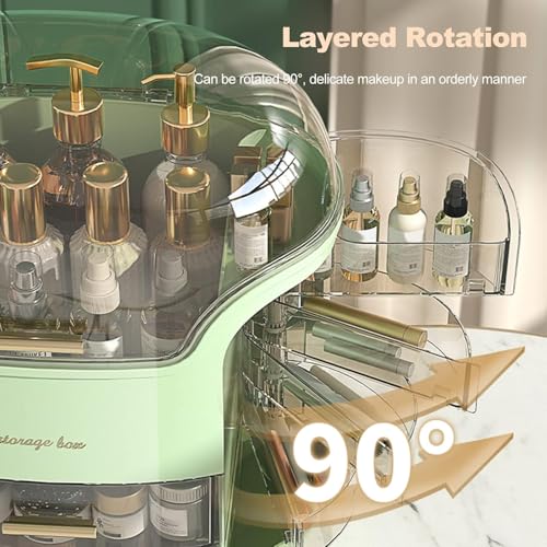 Boniry Makeup Organizer Box | Countertop Cosmetic Organizer for Woman | Transparent Clear Makeup Organizer Box | Organize for Cosmetic Products (Green) - Image 4