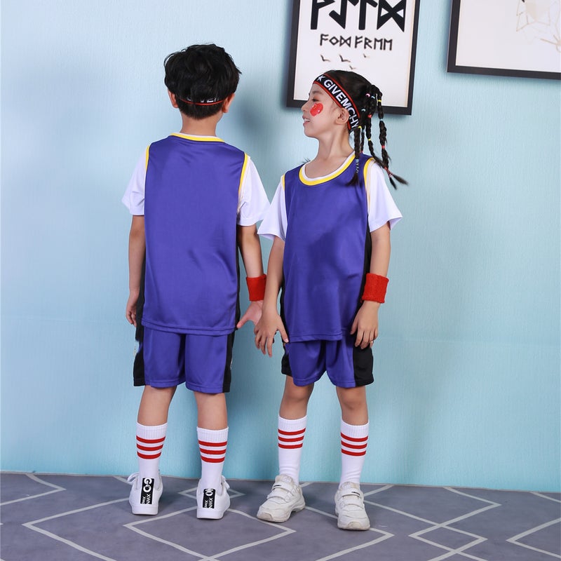 Children'S Fake Two-Piece Short-Sleeved Light Board Sportswear Suit For Primary And Secondary School Students Training Men'S And Women'S Basketball Jerseys With Competition Printing Numbers - Image 1