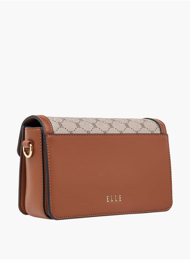 ELLE Women Monogram Print Crossbody Bag with Detachable Strap  - Image 3