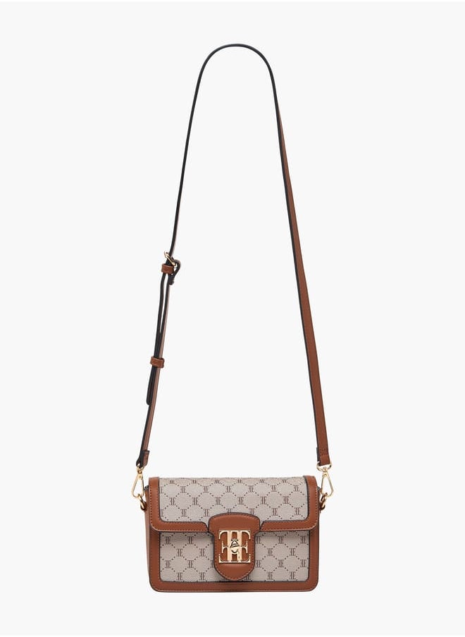 ELLE Women Monogram Print Crossbody Bag with Detachable Strap  - Image 2