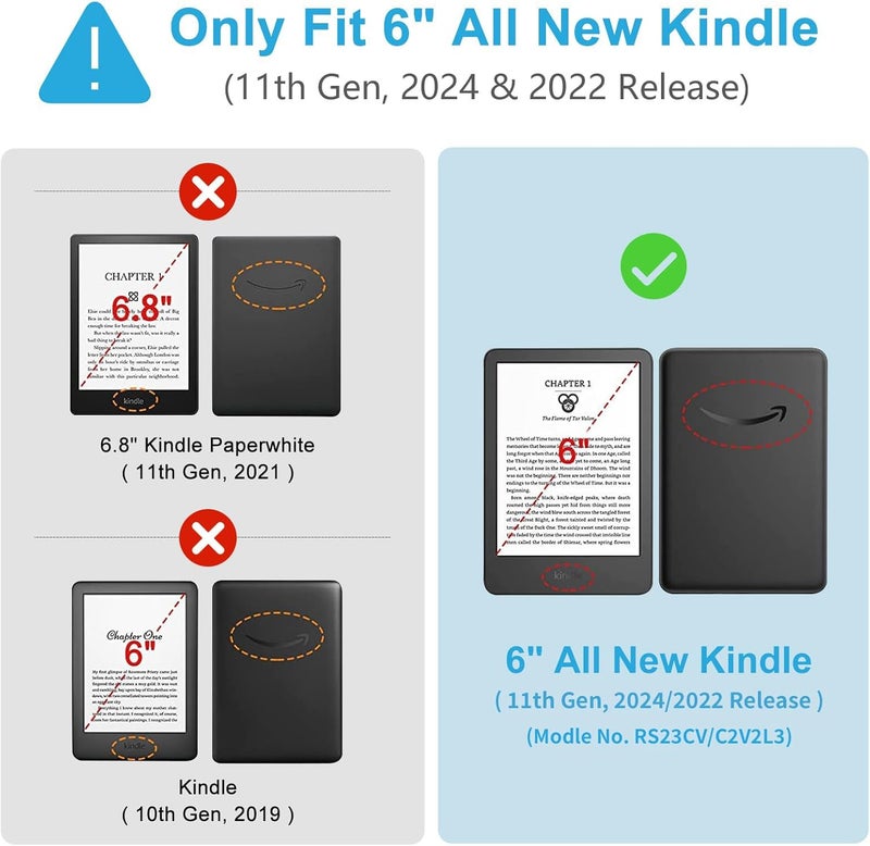 تاييانج Case for 6 All-New Kindle (11th Generation 2024  2022 Release), Lightweight Slim Smart PU Leather Cover for 6 inch Kindle 2024  2022 e-Reader (Not Fit Paperwhite 11th Gen 2021) - Image 2