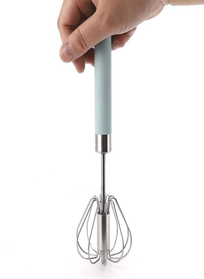 Fnoko Stainless Steel Semi-automatic Egg Whisk - 3PCS Hand Push Rotary Whisk Blender (14IN Blue), 8in,10in,12in - Image 4