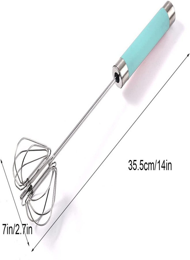 Fnoko Stainless Steel Semi-automatic Egg Whisk - 3PCS Hand Push Rotary Whisk Blender (14IN Blue), 8in,10in,12in - Image 2