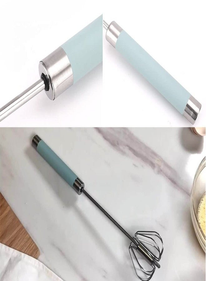 Fnoko Stainless Steel Semi-automatic Egg Whisk - 3PCS Hand Push Rotary Whisk Blender (14IN Blue), 8in,10in,12in - Image 3