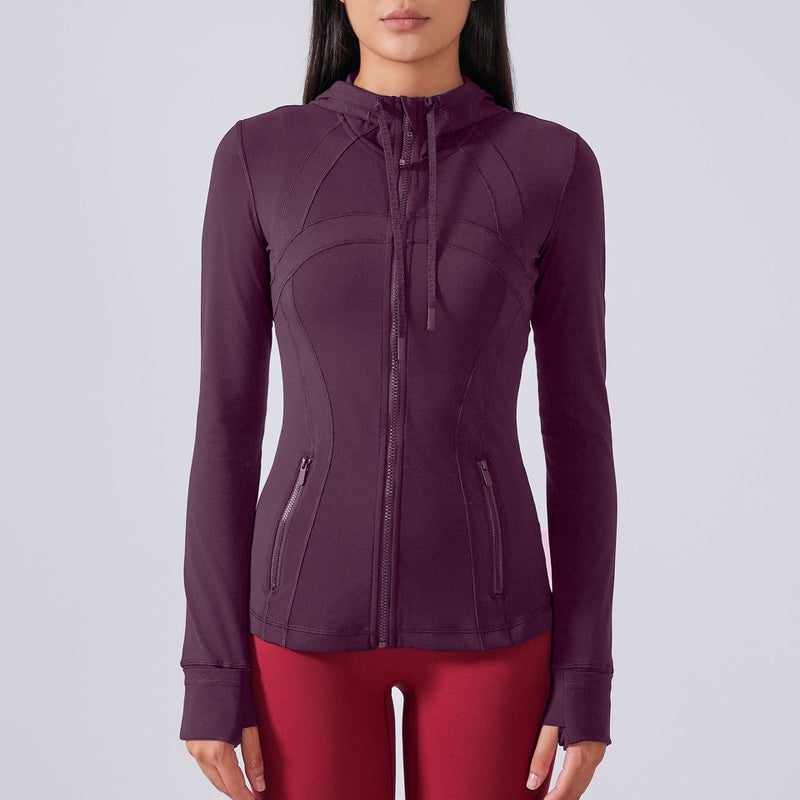 Sports Hooded Jacket Women'S Winter And Autumn New Slim-Fit Slimming Professional Quick-Dry Yoga Fitness Top - Image 1