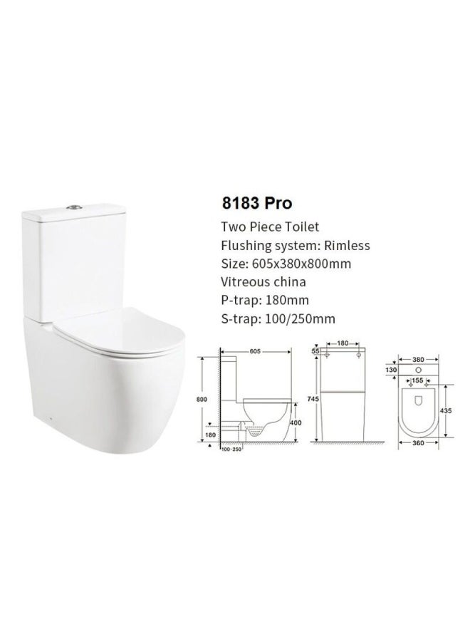 DANUBE HOME Milano Wc 2062 Pro P-Trap Two Piece White 605*380*800 