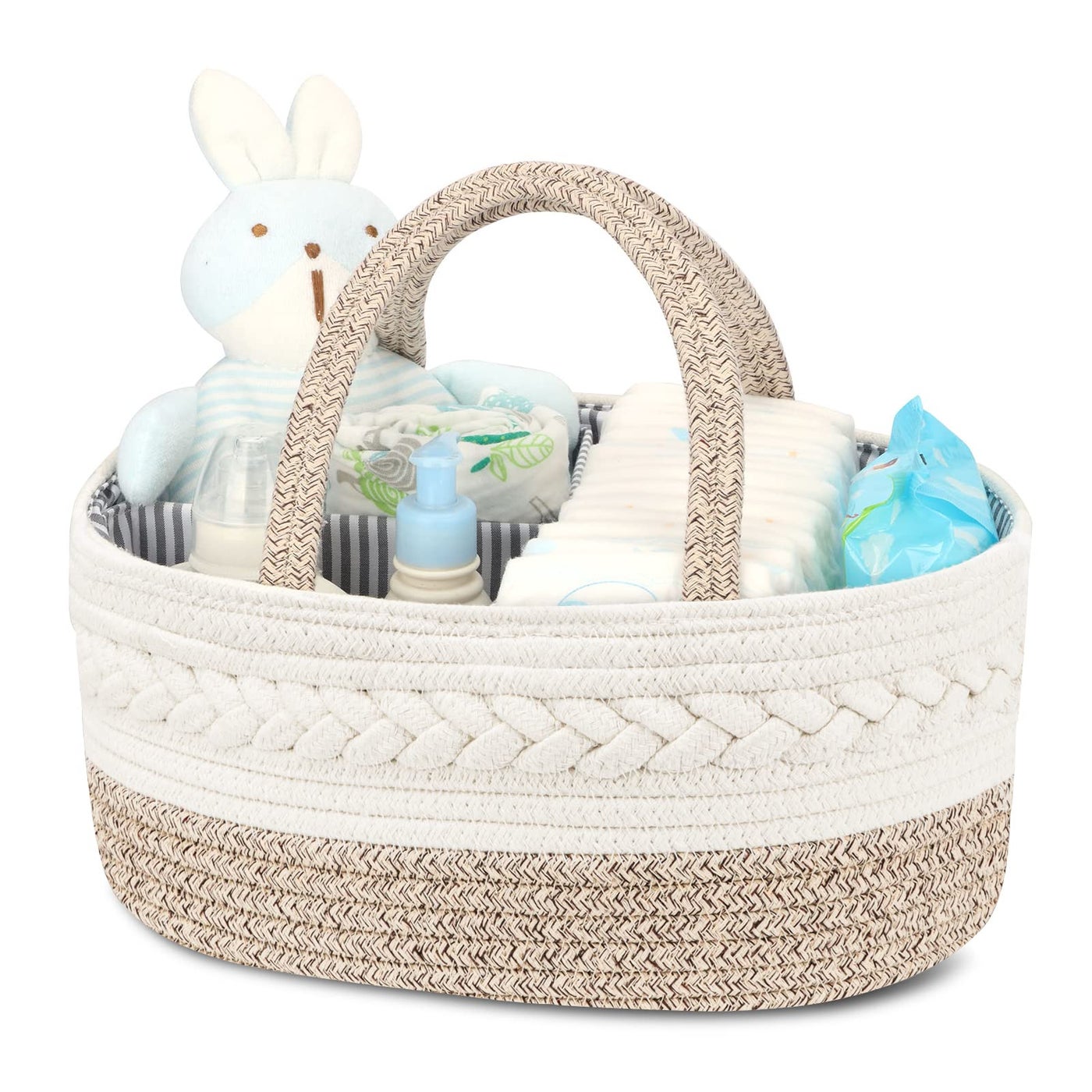 Maliton Diaper Caddy Organizer for Baby, Cotton Rope Baby Gift Basket, Portable Diaper Organizer for changing table, Nursery Storage Organizer, Shower Gifts for Newborn,baby essentials