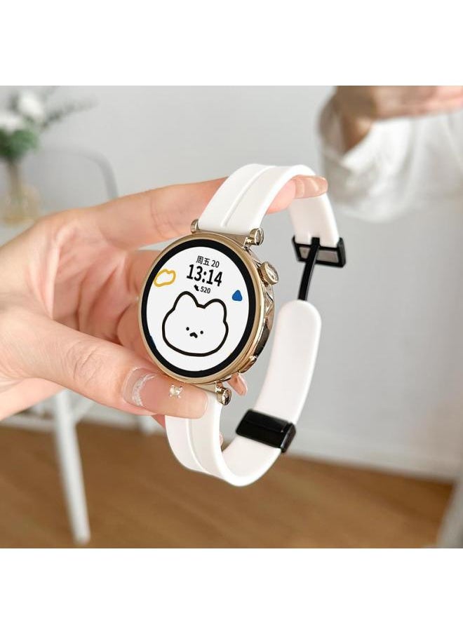 Generic For Huawei Gt4/Gt3 Strap Gt5 Silicone Magnetic Smart Watch Watch4pro Watch Strap Watchgt-Color:Winter Snow White-suitable For Huawei Gt3/gt3pro [dial 42/43mm]  - Image 1