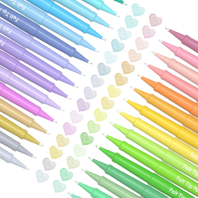 Lelix 30 Colors Felt Tip Pens, Medium Point Pastel Colored Pens, Felt Tip Markers Pens For Journaling, Writing, Note Taking, Planner Coloring, Perfect for Art Office and School Supplies - Image 2