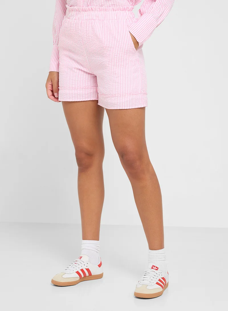 Ginger Oversize Stripe Seersucker Shirt & Short Set