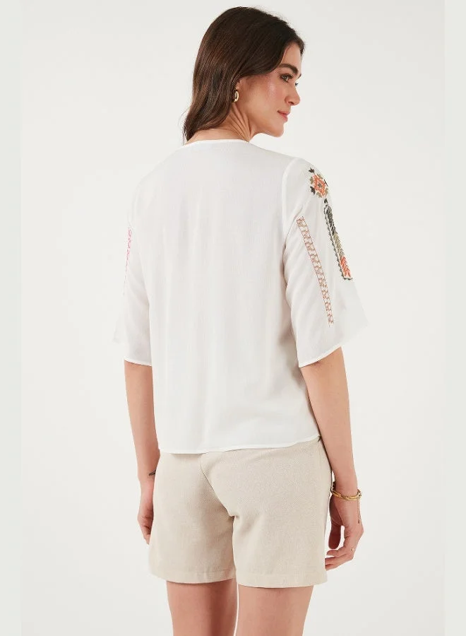 Lela  Lela Cotton Regular Fit Embroidered Blouse Women's BLOUSE 611BZ0247 for Women | Best Price UAE