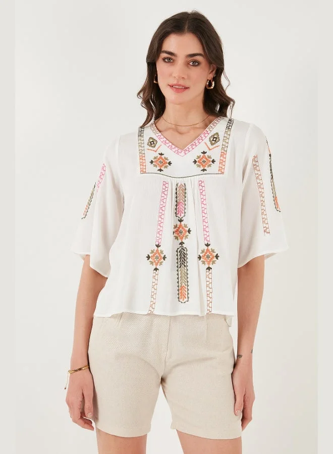 Lela  Lela Cotton Regular Fit Embroidered Blouse Women's BLOUSE 611BZ0247 for Women | Best Price UAE