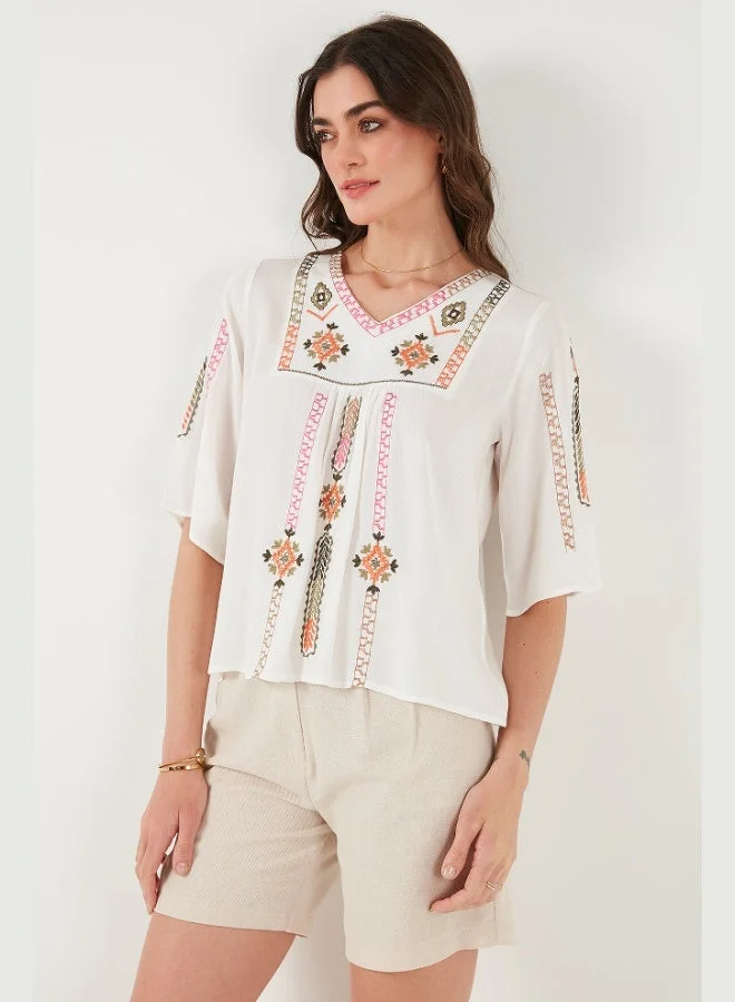 Lela  Lela Cotton Regular Fit Embroidered Blouse Women's BLOUSE 611BZ0247 for Women | Best Price UAE