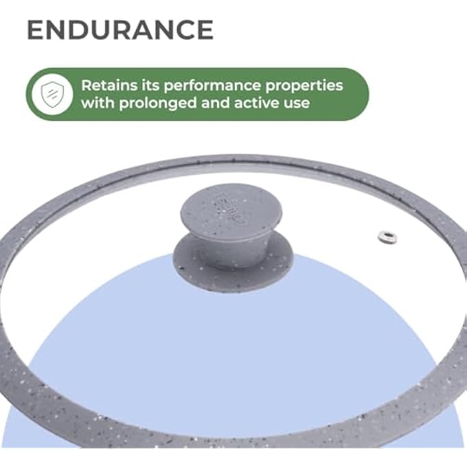 فيسمان غطاء زجاجي مقاس 24 سم مع حافة سيليكون للمقالي والأواني والمقالي، غطاء زجاجي شفاف، حافة سيليكون رخامية، مقبض سيليكون مقاوم للحرارة، غطاء زجاجي بديل - Image 5