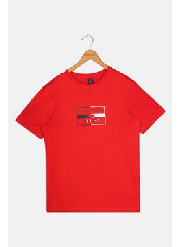 Kids Boy Short Sleeve Brand Logo T Shirt, Red