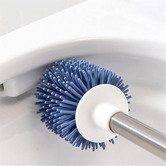 SHOPECOM 2 in 1 Silicone Toilet Brush Silicone Toilet Brush Wall-Mounted Floor-Standing Toilet Cleaning Tool Multifunctional Toilet Cleaning Brush Toilet Brush with Toilet Bowl Cleaner for Bathroom - Image 3
