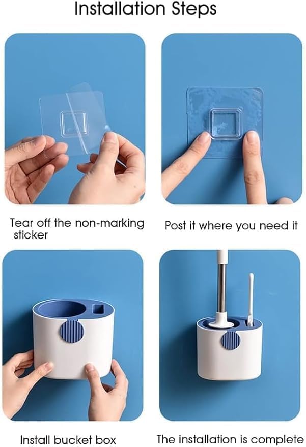 SHOPECOM 2 in 1 Silicone Toilet Brush Silicone Toilet Brush Wall-Mounted Floor-Standing Toilet Cleaning Tool Multifunctional Toilet Cleaning Brush Toilet Brush with Toilet Bowl Cleaner for Bathroom - Image 4