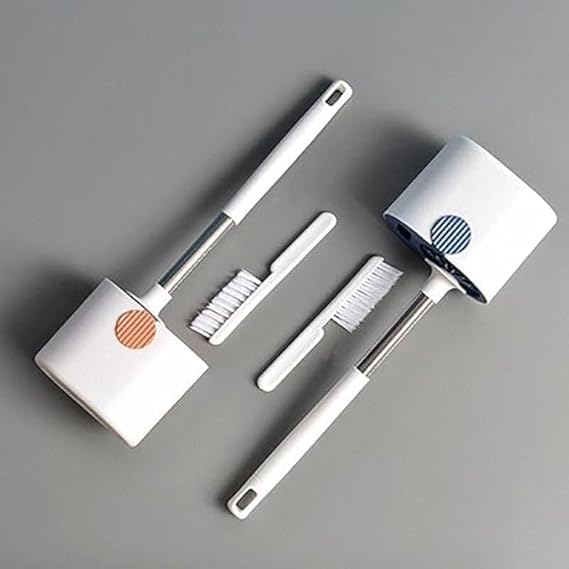 SHOPECOM 2 in 1 Silicone Toilet Brush Silicone Toilet Brush Wall-Mounted Floor-Standing Toilet Cleaning Tool Multifunctional Toilet Cleaning Brush Toilet Brush with Toilet Bowl Cleaner for Bathroom - Image 5