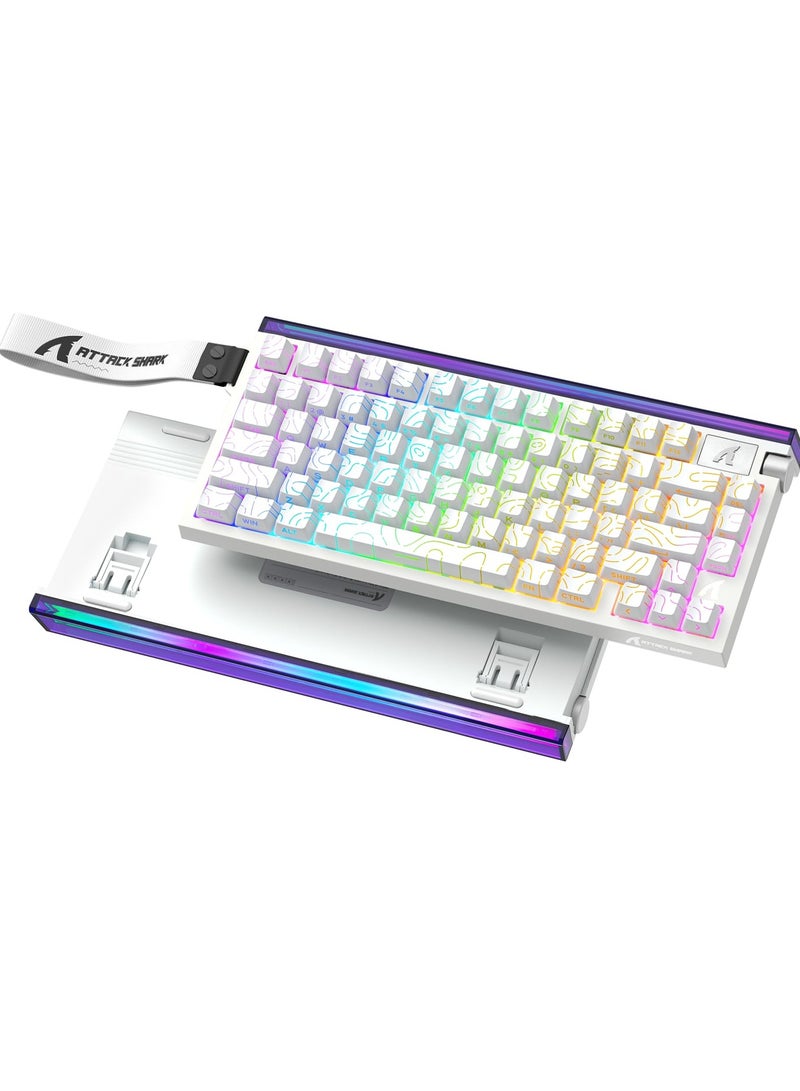 هجوم القرش لوحة مفاتيح الألعاب الميكانيكية R85HE السلكية بتقنية Hall Effect Rapid Trigger RGB، مزودة بمستشعرات 8K، ودقة استجابة 0.05 مم، وزمن استجابة 0.08 مللي ثانية، ومفاتيح مغناطيسية، وخمس طبقات عازلة للصوت، وبرنامج تشغيل للكمبيوتر (لون أبيض محيطي). - Image 1