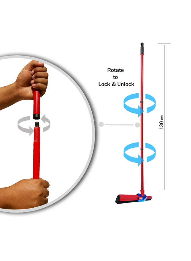 Vileda Floor Wiper  35 CM with 3-Piece Handle,Standard, High water wiping efficiency, Foam, 35 X 5 X 136 Cm - Red - Image 3