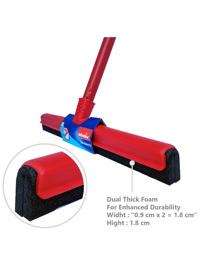 Vileda Floor Wiper  35 CM with 3-Piece Handle,Standard, High water wiping efficiency, Foam, 35 X 5 X 136 Cm - Red - Image 5