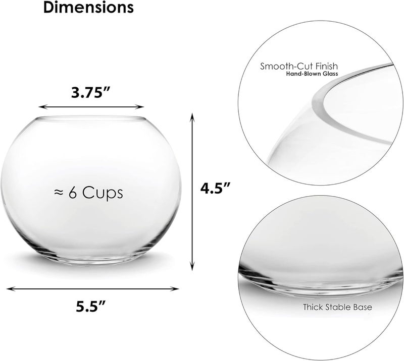 CYS EXCEL Bubble Vase (H-4.5" W-5.5", Approx. 1/4 Gal.) | Multiple Size Choices Fish Bowl | Round Terrarium Vase | Globe Flower Centerpiece - Image 2