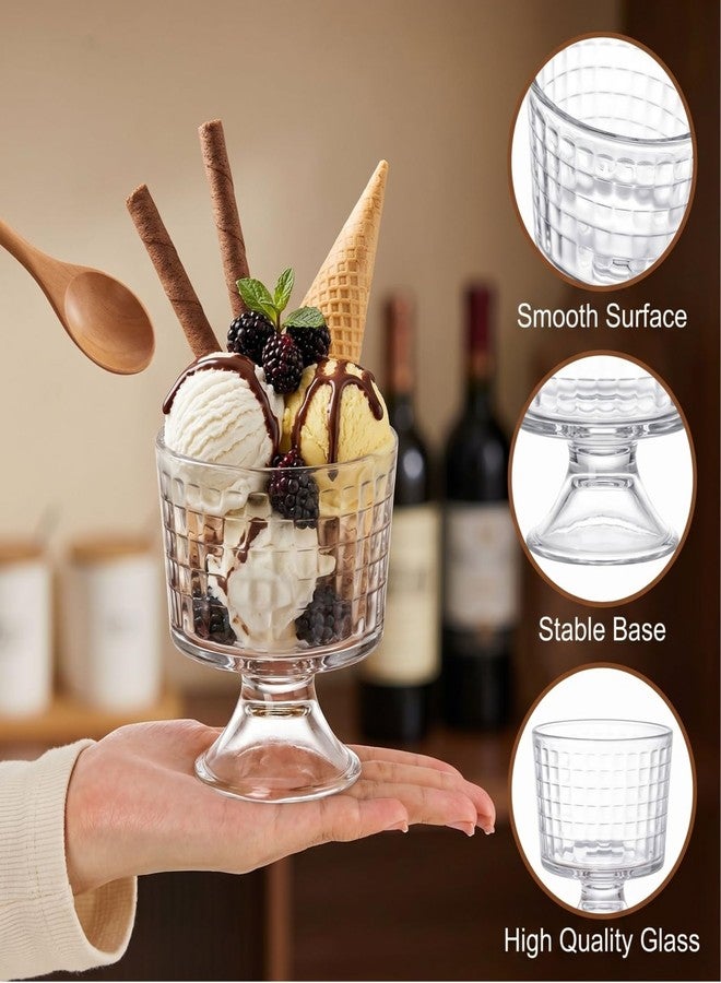 Peohud 6 Pack Glass Dessert Bowls, 10 Oz Footed Ice Cream Cups, Crystal Trifle Bowl Parfait Cup for Fruits, Pudding, Sundaes, Milkshakes, Nuts, Snack - Image 3