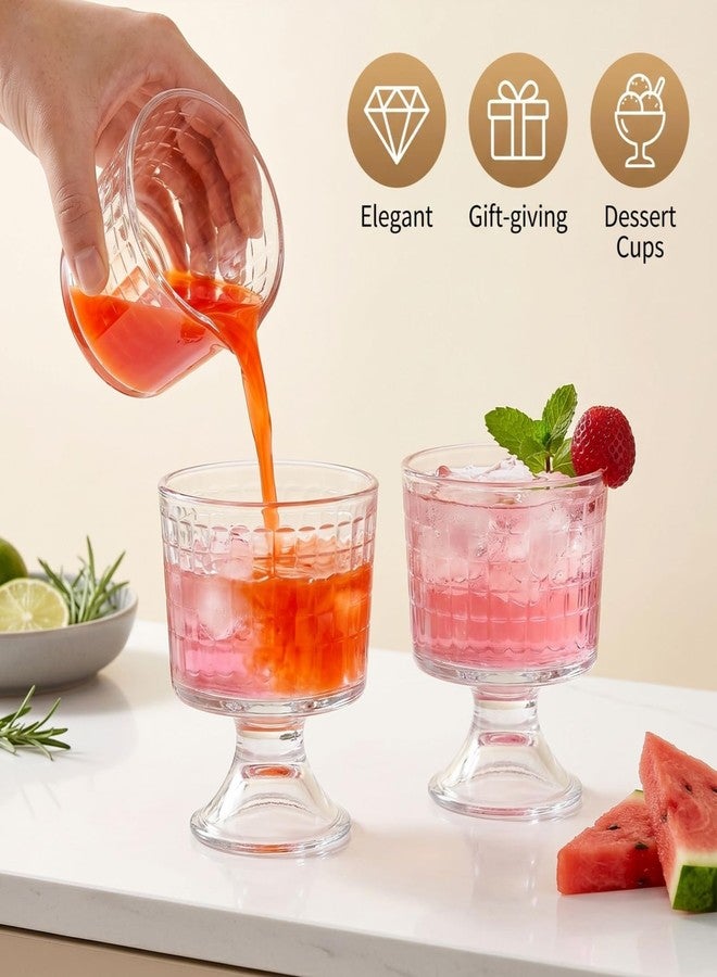 Peohud 6 Pack Glass Dessert Bowls, 10 Oz Footed Ice Cream Cups, Crystal Trifle Bowl Parfait Cup for Fruits, Pudding, Sundaes, Milkshakes, Nuts, Snack - Image 5