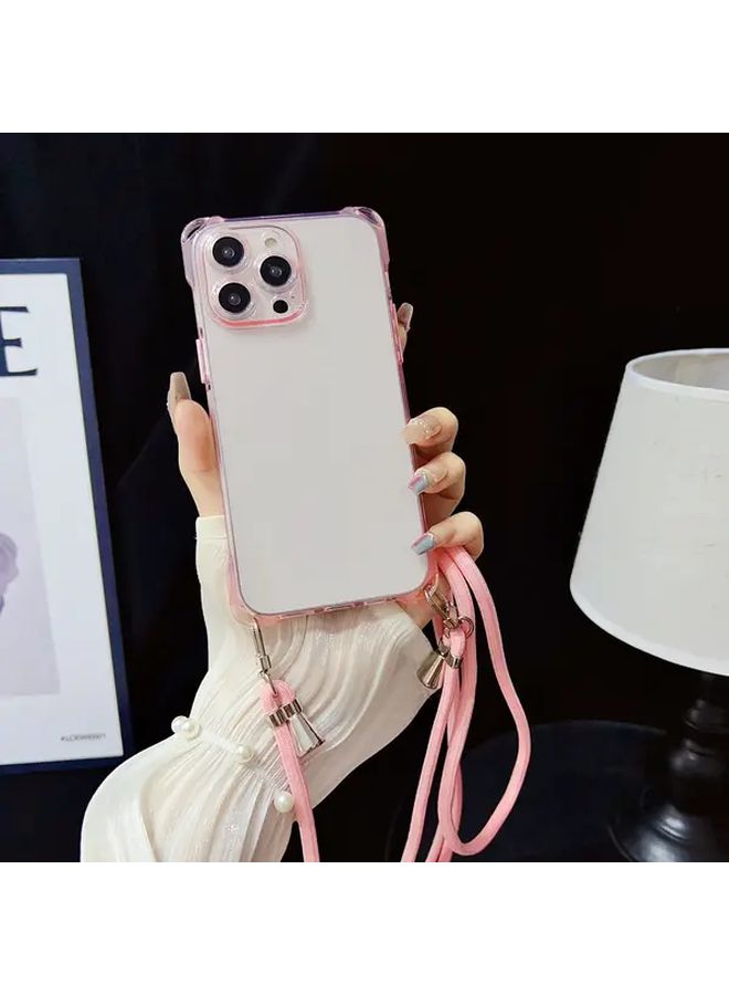 حقيبة هاتف شفافة مع حبل رقبة لجهاز iPhone 14 Pro Max، غطاء حماية لأربع زوايا - Image 1