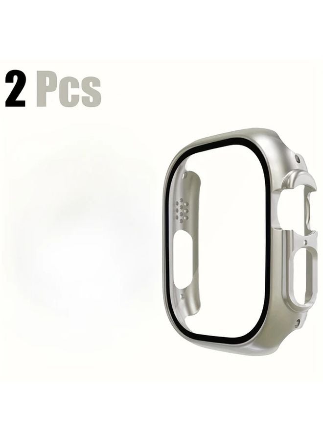 2 Pack Integrated Case With Film For Apple Watch Ultra Ultra 2 49mm PC Hard Shell Tempered Glass Screen Protector Shockproof Scratch Resistant - Image 2