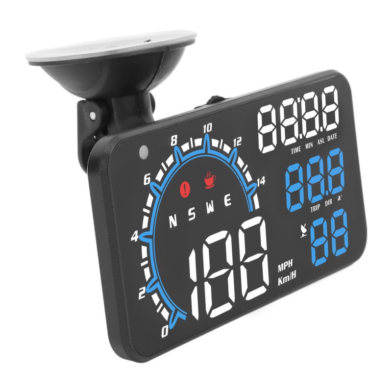 عداد السرعة GPS مع إنذار السرعة الزائدة وشاشة عرض عالية الدقة HUD - عداد سرعة GPS رقمي متعدد الوظائف للسيارة باللونين الأزرق والأبيض - Image 4