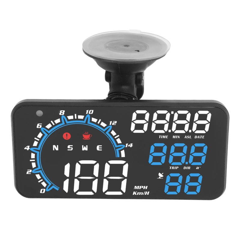 عداد السرعة GPS مع إنذار السرعة الزائدة وشاشة عرض عالية الدقة HUD - عداد سرعة GPS رقمي متعدد الوظائف للسيارة باللونين الأزرق والأبيض - Image 5