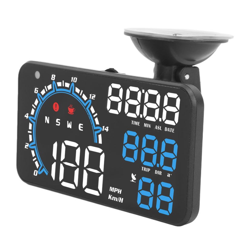 عداد السرعة GPS مع إنذار السرعة الزائدة وشاشة عرض عالية الدقة HUD - عداد سرعة GPS رقمي متعدد الوظائف للسيارة باللونين الأزرق والأبيض - Image 3