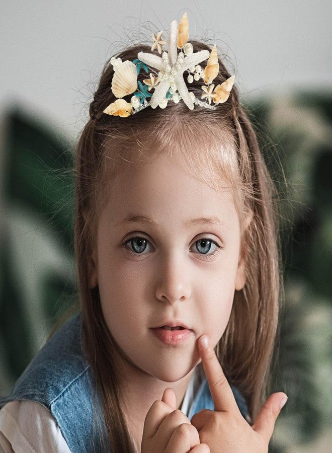 Kilshye Starfish Tiara Comb Silver Beach Seashell Hair Combs Mermaid Hair Accessories for Girls - Image 5
