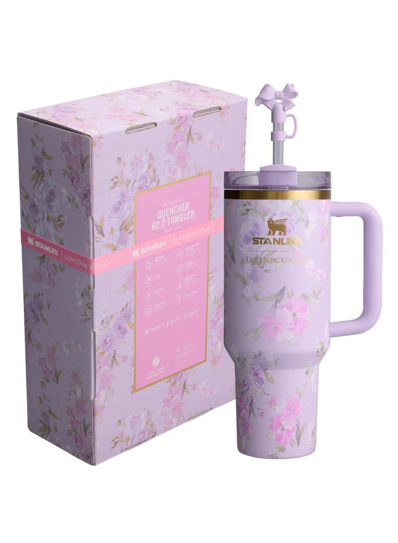 Stanley x LoveShackFancy Quencher 40OZ,Happy Thoughts,Presented in Elegant Gift-Ready Packaging