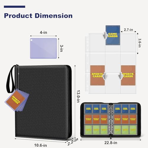Mlikero Card Binder 9 Pocket, Trading Card Binder with Card Display Design, 720 Double Sided Pocket PU Collection Binder, Card Albums for MTG, TCG, and Sports Cards - Image 5