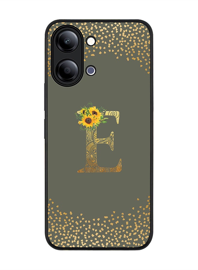 Stylizedd For vivo Y05 4G / Y6t 5G Case,Slim fit Camera Protection, Shockproof Thin Phone cover  - Custom Floral Monogram - E  (Olive Green ) - Image 1