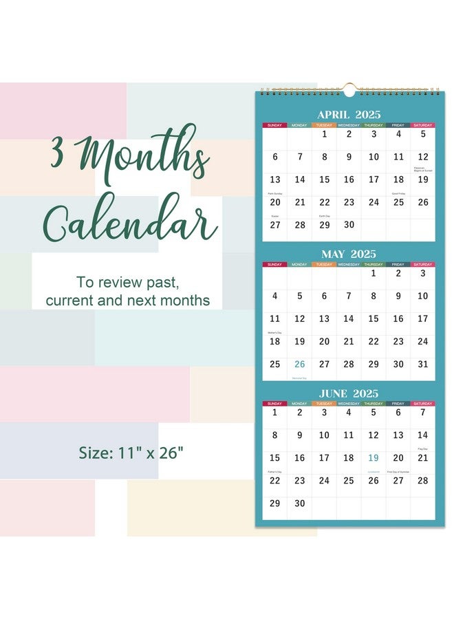MaaIbok 2025 Wall Calendar - 3 Month Wall Calendar 2025, Jan 2025 - Dec 2025, 11.25" X 26", 3 Month Calendar 2025, 3 Month Vertical Calendar With Thick Paper - Morandi - Image 4