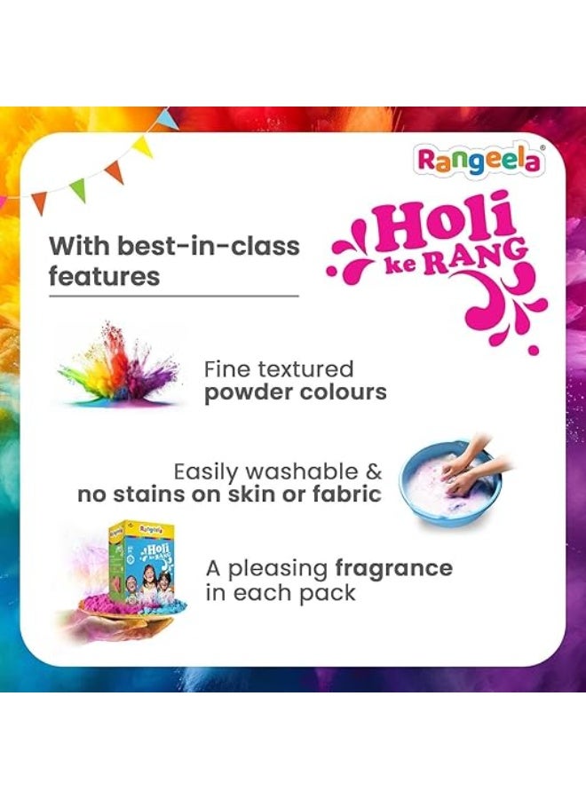 Pidilite Rangeela Holi Ke Rang - 4 Fluorescent Shades of Holi Colours(Floro Pink,Yellow, Orange,Green), Non-Toxic Colours, Soft & Smooth on skin, Washable, Easy to Remove, 240g, Pack of 1 - Image 3