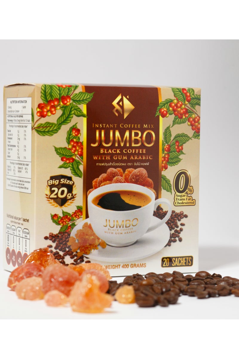 jumbo Black Coffee with Gum Arabic 20 Sachets  - Image 2