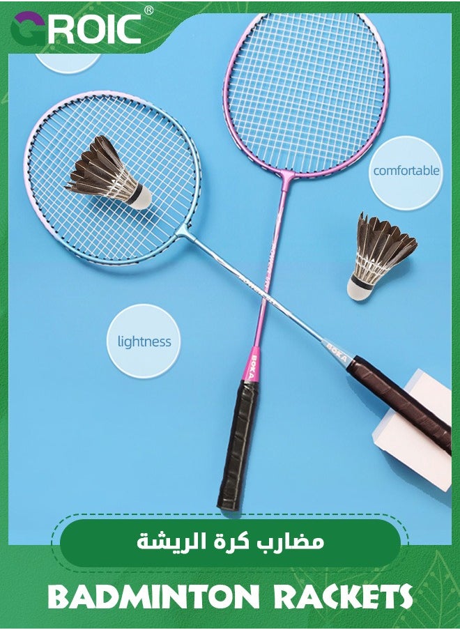 GROIC - Badminton Racket Set with 2 Rackets, 3 Shuttlecocks,1 Badminton Bag,1 Badminton Net,Lightweight Badminton Set,Outdoor Games,Backyards Gym,Badminton Rackets - Image 1