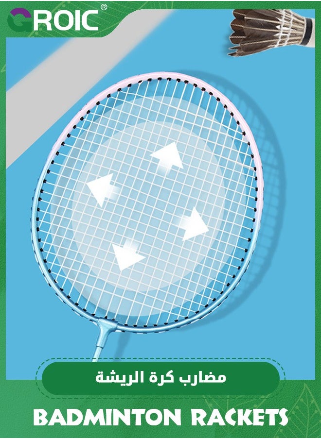 GROIC - Badminton Racket Set with 2 Rackets, 3 Shuttlecocks,1 Badminton Bag,1 Badminton Net,Lightweight Badminton Set,Outdoor Games,Backyards Gym,Badminton Rackets - Image 1