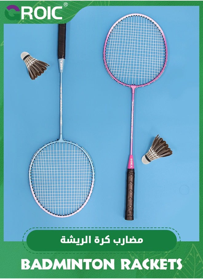 GROIC - Badminton Racket Set with 2 Rackets, 3 Shuttlecocks,1 Badminton Bag,1 Badminton Net,Lightweight Badminton Set,Outdoor Games,Backyards Gym,Badminton Rackets - Image 1