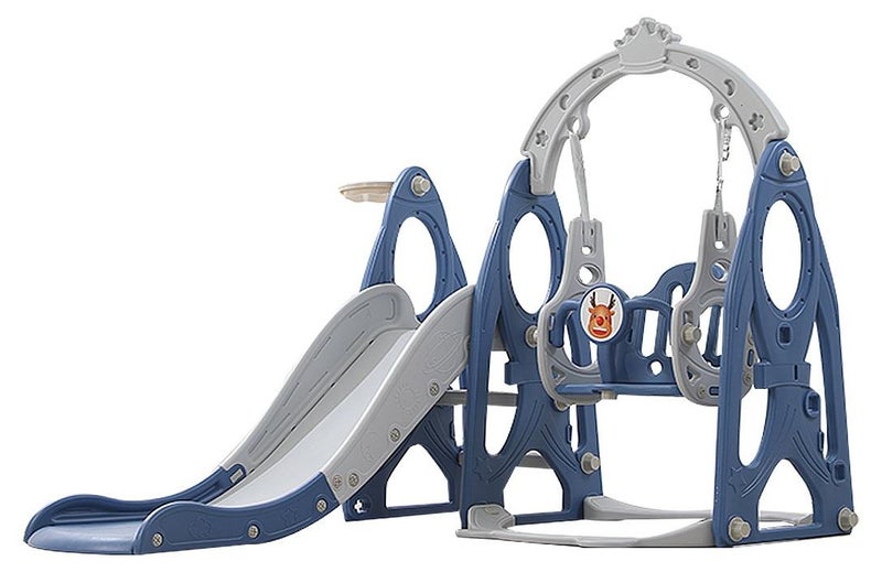 ما بيبي مجموعة شرائح وأرجوحة 4 في 1 للأطفال، ملعب داخلي/خارجي للأطفال الصغار مع حلقة كرة السلة، مجموعة ألعاب متسلقة للأطفال الصغار للأولاد والبنات في الفناء الخلفي - Image 1