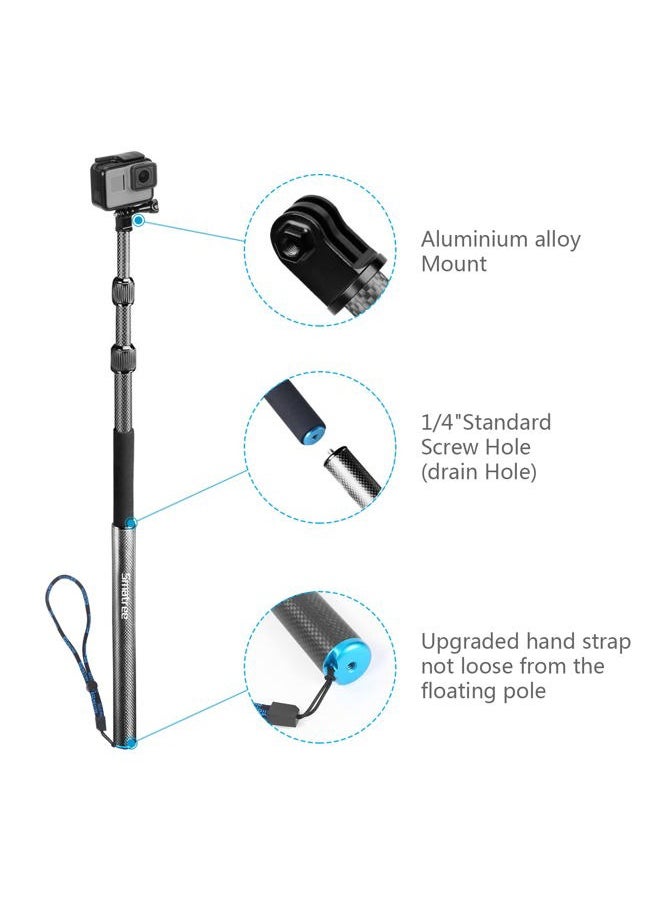 Smatree S3C Carbon Fiber Detachable Extendable Floating Pole Compatible for GoPro Hero 13/12/11/MAX/10/9/8/7/6/5/4/3 Plus/3/GoPro 2018/DJI OSMO Action 5 Pro/4/3/2,Monopods with Tripod Stand  - Image 2