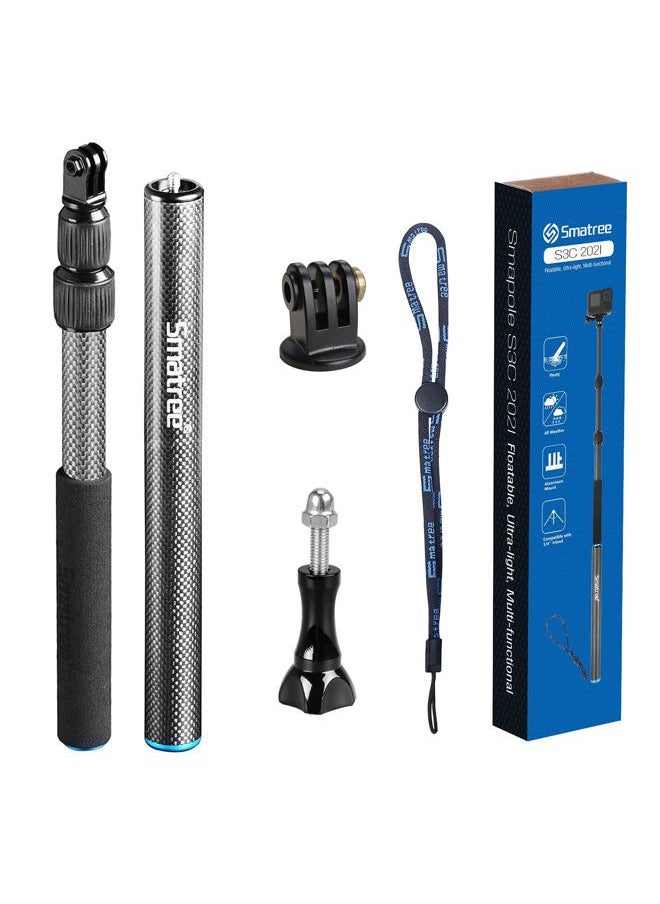 Smatree - S3C Carbon Fiber Detachable Extendable Floating Pole Compatible for GoPro Hero 13/12/11/MAX/10/9/8/7/6/5/4/3 Plus/3/GoPro 2018/DJI OSMO Action 5 Pro/4/3/2,Monopods with Tripod Stand - Image 1