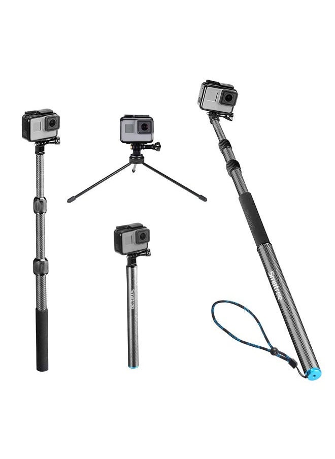 Smatree S3C Carbon Fiber Detachable Extendable Floating Pole Compatible for GoPro Hero 13/12/11/MAX/10/9/8/7/6/5/4/3 Plus/3/GoPro 2018/DJI OSMO Action 5 Pro/4/3/2,Monopods with Tripod Stand  - Image 1