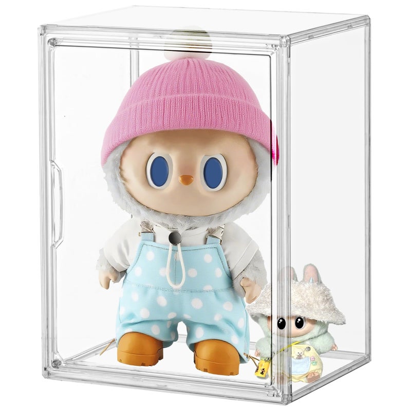 ZLLZUU Clear Stackable Plastic Storage Bins with Lid Dustproof Book Cosmetic Acrylic Display Cases with Magnetic Door Large Figures Collectibles Showcase